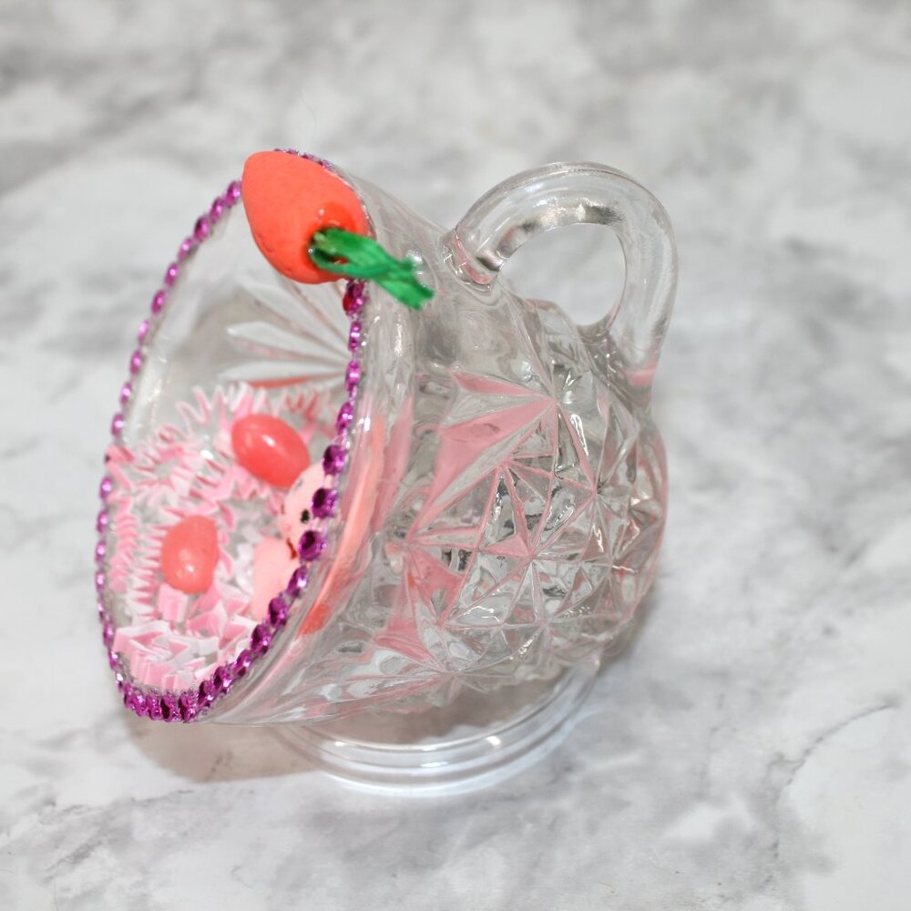 HAND CRAFTED Pink Bunny Rabbit Spring Decor Ornament Upcycled Cup Pastel Easter - Picture 4 of 14